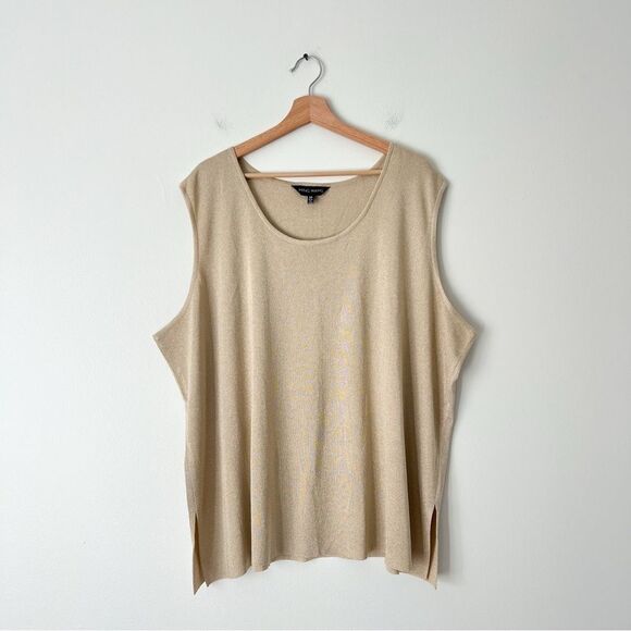 Ming Wang Metallic Gold Shimmer Tank Shell Top Plus Size 3X - Picture 2 of 10